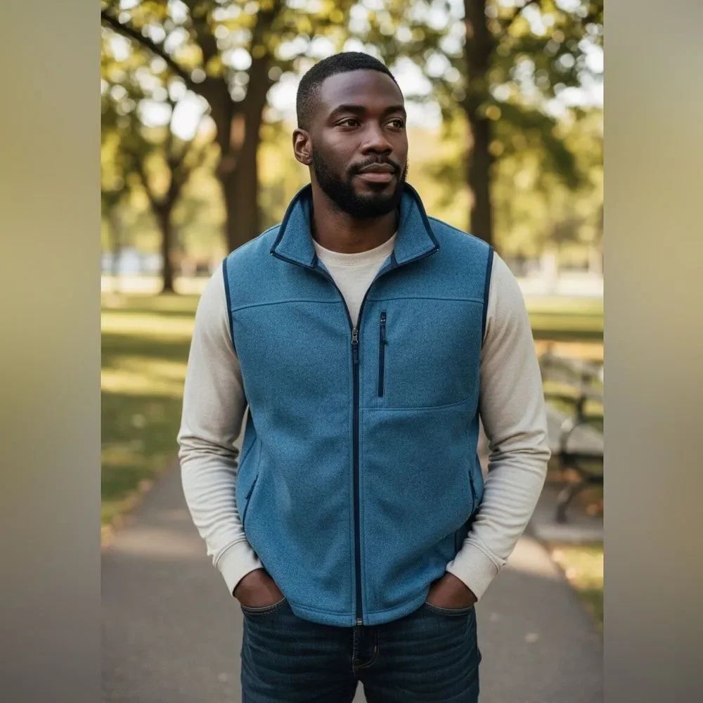 L.L. Bean Men’s Blue Slightly Fitted full Zip Vest Jacket Size XXXL Tall